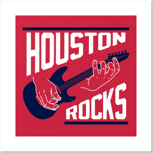 Houston Rocks Air Guitar - Red Posters and Art